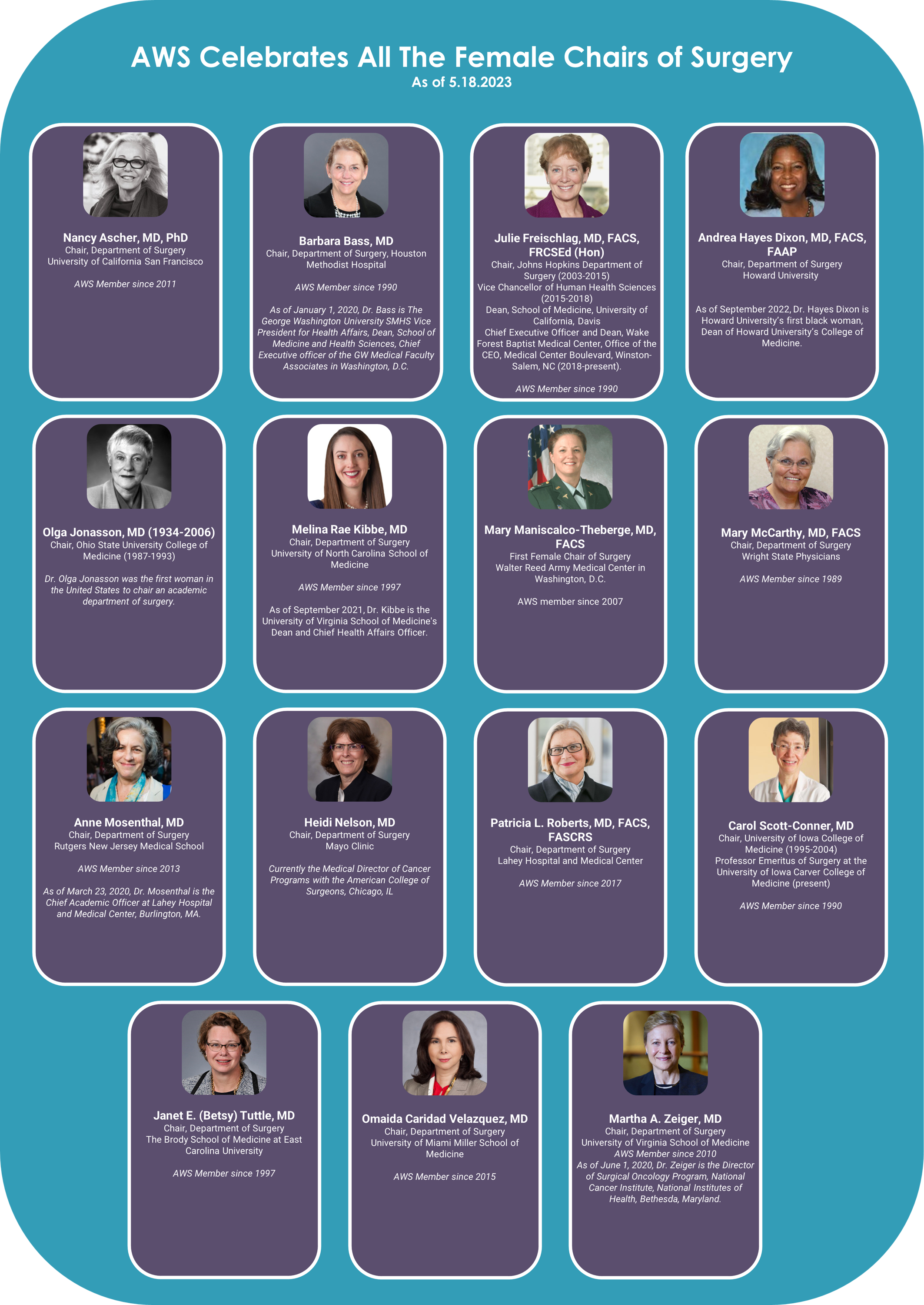 Female Chairs of Surgical Departments